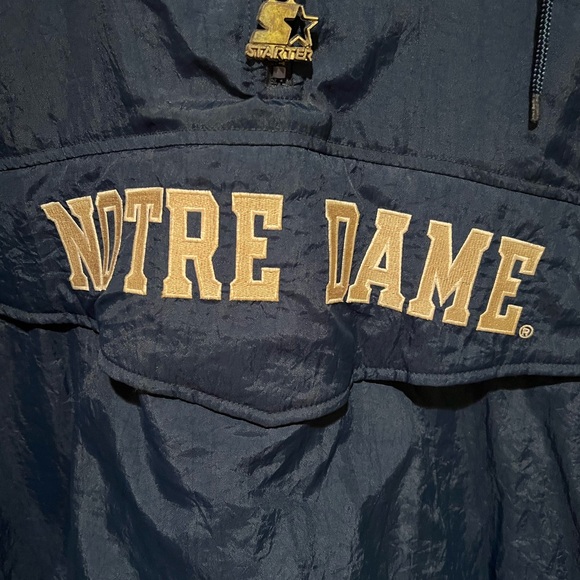Veg STARTER NCAA NOTRE DAME Blue Yellow Pullover Jacket XL NWOT Extremely Warm - Picture 4 of 8